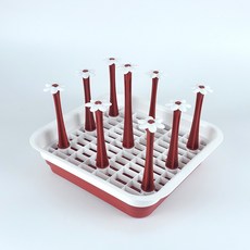 주방 미니 컵 식기 건조대 1단, 1개, 레드M