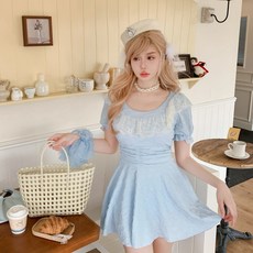連體裙式泳衣 女 可愛甜美風沙灘度假溫泉泳裝