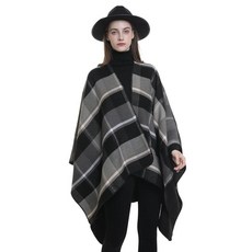 여성용 숄 랩 우아한 니트 케이프 오픈 프론트 판초 스카프 담요 가디건 코트 봄 가을 겨울용 블랙 베이지 2 단일 사이즈 140737, 그레이 블랙 카키