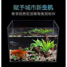 壓克力超白魚缸裸缸開放式水族箱桌面小型長方形水草烏龜缸50*30*30cm, 1個