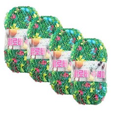 클로버 수세미실 뜨개실 4개 (10+1), 124 초록(혼합)