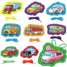 Quilinz 레이싱 카드 아동용 바느질 키트 소근육 운동 장난감 신발 묶기 연습 교실 필수품 미취학 아동을 위한 교구 홈스쿨 용품 유치원 학습 활동 유아 공예, Quilinz 레이싱 카드, 아동용 바느질 키트, 소근, 1개