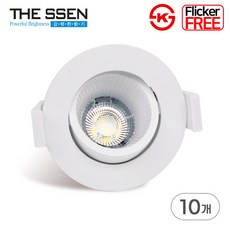 더쎈 LED 다운라이트 2인치 에코케이브 COB 3W 직회전 원형 플리커프리 매립등, 주백색(아이보리빛), 10개