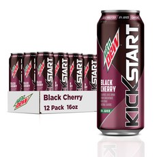 마운틴 듀 킥스타트 블랙 체리 카페인 92mg 비타민 Mountain Dew Kickstart Black Cherry 92mg Caffeine Vitamins B &, 473ml, 1개