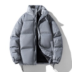 素色情侶款加厚保暖棉服外套 寬鬆禦寒外套