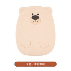 可愛小熊毛絨汽車坐墊 冬季加絨保暖車用座椅套, 1個, 單片靠背 毛絨笑臉熊米色:單片靠背 毛絨笑臉熊米色