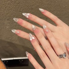 French Paris 銀光羽夢 美甲穿戴甲 指甲貼片, 1個, HNP223-S碼(實品拍攝)
