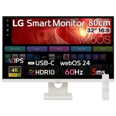 LG 32U731SAW 81cm(32인치) 4K모니터 OTT 슬림베젤 IPS webOs24 틸트 스피커O 미러링 리모컨사용 USB-C 콘솔용 PS5용, 81cm