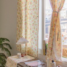 레트로 플라워 린넨 커튼 3size