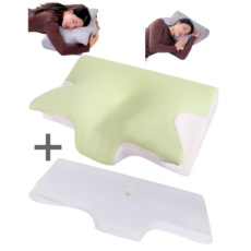 人體工學護頸功能枕，透氣舒適記憶棉枕頭，改善睡眠品質，可拆洗枕套, 裸絲綠色, 5件