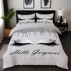 그라인더사포 안녕하세요 화려한 검은 속눈썹 패턴 3D 이불 커버 아트 스타일 홈 섬유 PILLOWCASES 침구, 01 2