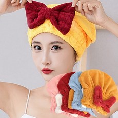 에이스샵 퀵 드라이 헤어캡 4종 세안모자 타올헤어캡 드라이수건, 드라이헤어캡(옐로우), 1개