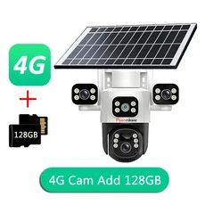 태양광 무선 카메라 2MP PTZ IP 스마트 홈 컬러 야간 자동 추적 보안 WiFi 양방향 오디오 CCTV, 04 4G Cam 128G Card SA