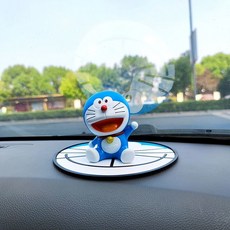 創意百寶箱 汽車擺件高檔卡通睡覺大雄 可愛藍胖子中控儀錶臺裝飾, 1個, 坐姿叮噹+圓墊