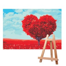 유화그리기세트 40X50 하트나무 + 중형 이젤, 1개