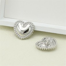 10 개 몫 간단한 단추 셔츠 금속 모양 장식 골드 바느질 스타일 심장 실버 스웨터, [00] 18mm, 10pcs Silver