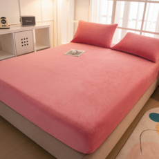 가을 겨울 두꺼운 털 침대 삿갓 싱글 정전 방지 침대 커버 기모 매트 커버, 90*200, 분홍색