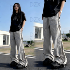 DZX 남녀공용 아웃도어 시원한 빠른건조 바람막이 바지 캐주얼 가볍고 밴딩 스트링 팬츠