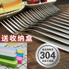 304不鏽鋼水果叉 家用甜品叉 蛋糕叉 水果小叉子, 1個, 優質款 + 304鋼 ,6支裝