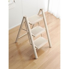 家用折疊人字梯 室內多功能小梯子 加厚輕便三步梯, 1個, 奶油白-兩步梯 【承重500斤】,多功能折疊梯