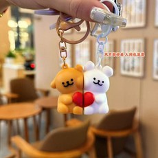 [당일출고] 하트 강아지 퍼피 볼 자석 인형 가방 열쇠고리 키링 키홀더 우정 커플템 커플 친구 생선, 화이트