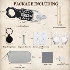 HRYOML 코인 핑 테스터 키트 포켓 핑거 골드 & 실버 테스트 검증은 공명 테스트와 크기 비교를 결합하여 동전 감지, HRYOML 코인 핑 테스터 키트, 포켓 핑거 골드 &