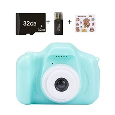 WIRQO 미니 디지털 카메라 스트랩+ 32G SD카드 세트 토이 카메라, 그린