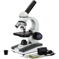 AmScope M150 시리즈 휴대용 LED 단안 학생 복합 현미경 - 40X-1000X 배율 키트에는 먼지 커버 클립 2개 및 피스 2개가 포함되어 있습니다, M150C