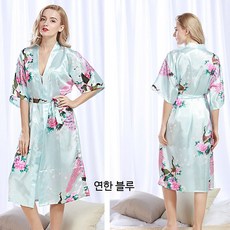 일본 한텐 하오리 얇은 공작 전통 색 기모노 잠옷 잠옷