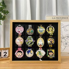 實木馬拉松運動徽章獎牌收納展示相框 象牙白, 1個, 原木色,3枚橫板, 原木色