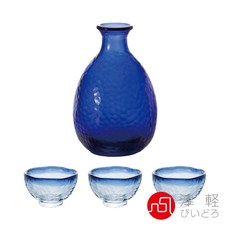 ADERIA 津輕びいどろ 耐熱清酒杯壺組, 透明, 1個, 清酒壺+清酒杯