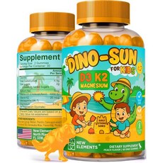 New Elements Kids Vitamin D3 K2 Gummies with Magnesium Glycinate | Strong Bones & Health | Vitamin, New Elements Kids Vitamin D3 K, 60정