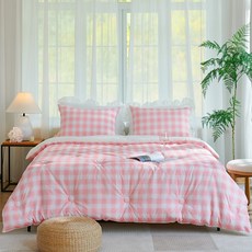 올포베딩 허그미 체크 차렵이불+베개커버 세트