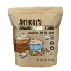 유기농 땅콩 가루 탈지 (907g) 앤서니스 라이트 로 Anthony's Organic Peanut Flour Defatted 2 lb Light Roast 12% Fa, 1개