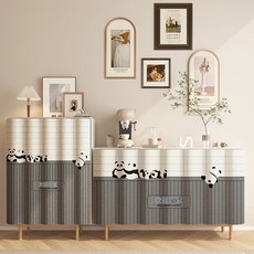 DFMEI 櫃子遮擋簾櫥櫃衣櫃防塵簾子廚房免打孔門簾置物鞋架雜物遮醜布簾, 一羣熊貓(絨布)免打孔安裝