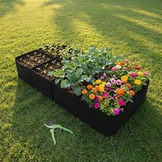 128-Gallon Thickened Breathable 3D 8-Panel Home Garden Vegetable Growth Bags with Stand for Potato P, black, 1개