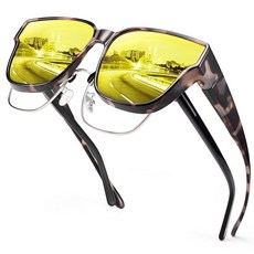 URUMQI 나이트 비전 안경 여성용 남성용 눈부심 방지 편광 야간 안경 오버사이즈 옐로우 렌즈 04 유광 베이지 거북이 프레임/야간 투시경 렌즈 라지, URUMQI 나이트 비전 안경, 여성용 남성용, 눈부심