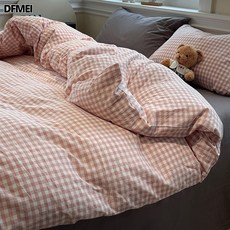 DFMEI 簡約高級感牀上用品純棉水洗棉牀單被套牀笠, 0.9m宿舍款三件套；被套150*200cm