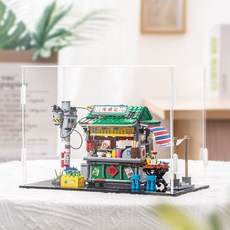 LOZ 로즈블럭 스트리트뷰 판다 찻집 미니블록조립 55종, 1253 홍콩 스타일의 음식 가판대 + 조명 박스