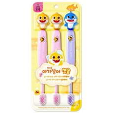 Pinkfong 兒童護齒 3-5歲軟毛牙刷, 1個, 鯊魚寶寶立體公仔牙刷-3入組