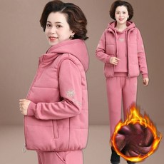 ASURE 겨울 여성 기모 빅사이즈 방한 패딩 숏조끼 트레이닝복 세트 3종 세트