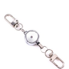 金屬易拉扣證件套伸縮鑰匙圈 - 伸縮證件扣/識別證伸縮扣環, 1個, 易拉扣-銀色, 銀色