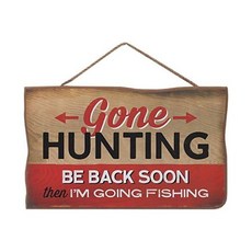 Open Road Brands 사냥 후 낚시 매달린 나무 벽 장식 오두막 호수 집 또는 롯지를위한 재미있는 표지판, Brown/Red, 1개