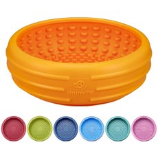 Animire 강아지 핥기 그릇 강아지용 프리즈 릭 매트 미끄럼 방지 슬로우 피더 핥기 그릇 산만 불안 완화를 위한 농축 간식 식품 등급 실리콘 식기세척기 사용 가능(, 주황색