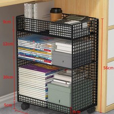 이동식 책상밑 선반 정리대 데스크 철제 화이트 대형, 1개, Y. 검정색 3겹 대형 휴대용 모델 - 굵은 메쉬