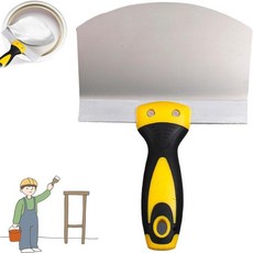 스테인레스 스틸 퍼티 나이프 스크레이퍼 페인트 필링 주걱 화가 도구 피드 석고 용 스패클, 02 Curved gray shovel, 1개