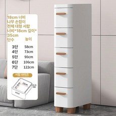 좁은 틈새 수납장, 18cm 인조 나무 손잡이 높은 다리