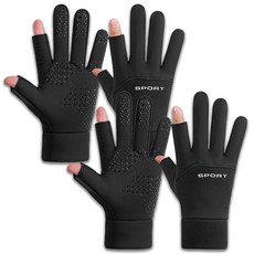 볼품 기모 핑거장갑 배달 방한용품 1+1, 블랙 2개