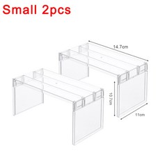 계층화 냉장고 선반 절약 액세서리 스탠드 분리기 데스크탑 투명 주최자 주방 공간, S 2pcs