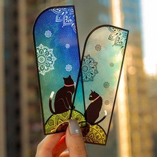 해일리아 고양이 책갈피 고급 북마크, 1세트, 해일리아와 눈꽃